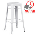 Tabouret industriel / Métal - Blanc