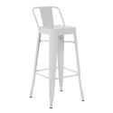 Tabouret Industrielle / Métal Dossier - Blanc