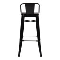 Tabouret Industrielle / Métal Dossier - Noir