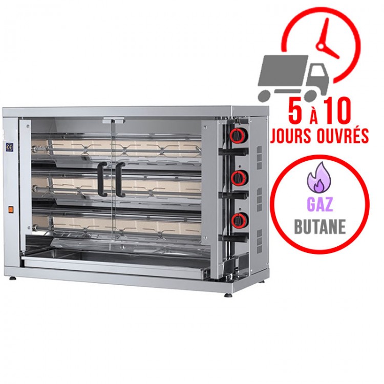 Rôtissoire 3 broches - 15/18 Poulets - Gaz butane / FECA