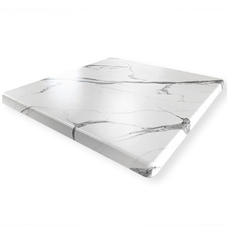 Plateau de table 60x60 cm stratifié - Blanc Marbre / RESTONOBLE | Enlèvement entrepôt