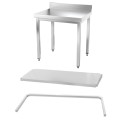 Table inox 600 x 500 mm adossée avec renfort / GOLDINOX