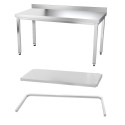 Table inox 1400 x 500 mm adossée avec renfort / GOLDINOX