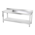 Table inox 1800 x 500 mm adossée avec renfort / GOLDINOX