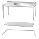 Table inox 2000 x 500 mm adossée avec renfort / GOLDINOX
