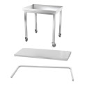Table inox 500 x 500 mm avec renfort sur roulettes / GOLDINOX