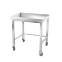 Table inox 800 x 500 mm avec renfort sur roulettes / GOLDINOX
