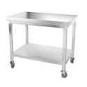Table inox 1000 x 500 mm avec renfort sur roulettes / GOLDINOX