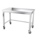 Table inox 1500 x 500 mm avec renfort sur roulettes / GOLDINOX
