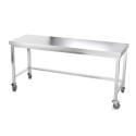 Table inox 2000 x 500 mm avec renfort sur roulettes / GOLDINOX