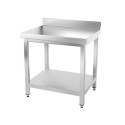Table inox 600 x 600 mm adossée avec renfort PREMIUM / GOLDINOX