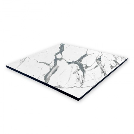 Plateau de table compact 60x60 cm stratifié - Blanc Marbre / RESTONOBLE | Enlèvement entrepôt