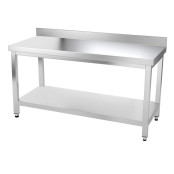 Table inox 1400 x 700 mm adossée avec renfort / GOLDINOX