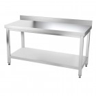 Table inox 1600 x 700 mm adossée avec renfort / GOLDINOX