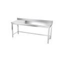 Table inox 2000 x 700 mm adossée avec renfort / GOLDINOX