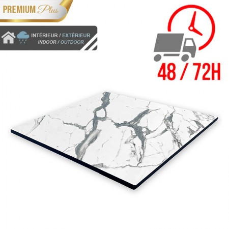 Plateau de table compact 70x70 cm stratifié - Blanc Marbre / GOLDINOX