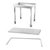 Table inox 700 x 600 mm avec renfort sur roulettes PREMIUM / GOLDINOX