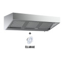 Hotte murale 1800 x 950 x 400 mm avec éclairage, filtre et robinet de vidange / GOLDINOX