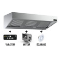 Hotte murale 2800 x 700 x 540 mm avec moteur, variateur, éclairage, filtre et robinet de vidange / GOLDINOX