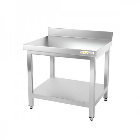 Table de travail en inox soubassement 600 x 500 mm adossée PREMIUM / GOLDINOX
