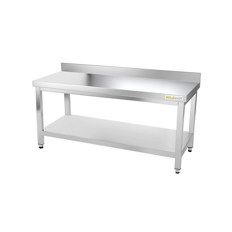 Table inox soubassement 1400 x 500 mm adossée / GOLDINOX
