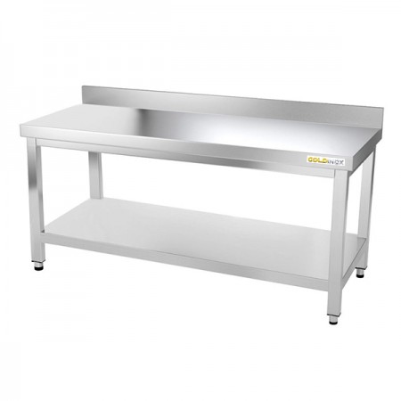 Table de travail en inox soubassement 1600 x 500 mm adossée PREMIUM / GOLDINOX