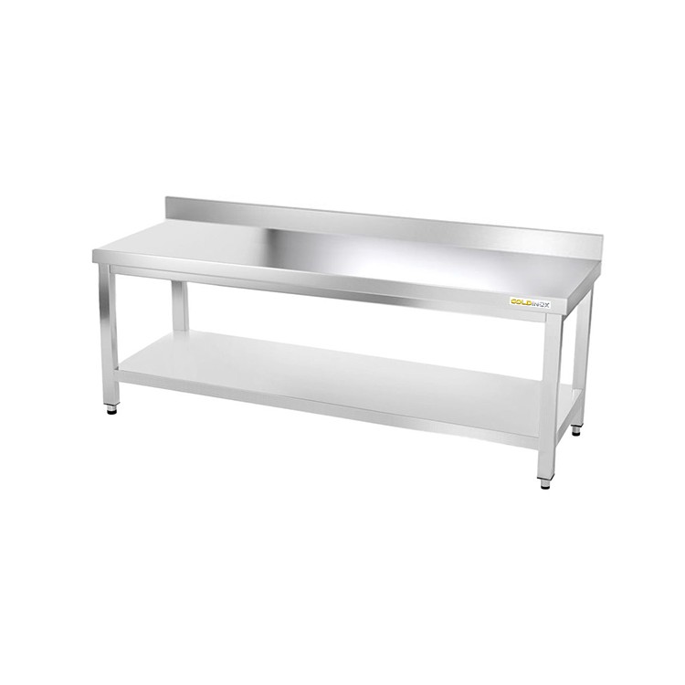 Table inox soubassement 1800 x 500 mm adossée / GOLDINOX