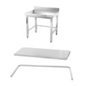 Table inox soubassement 500 x 500 mm adossée avec renfort / GOLDINOX