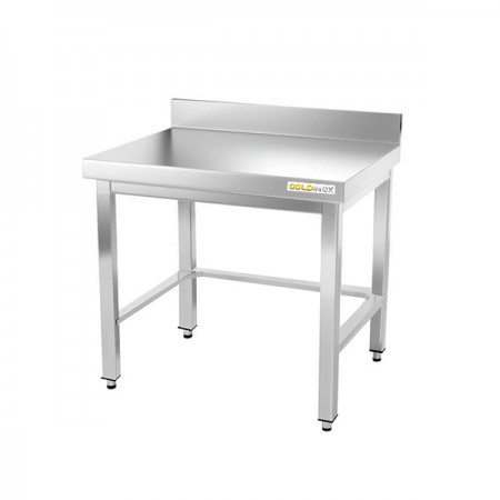 Table inox soubassement 500 x 500 mm adossée avec renfort / GOLDINOX
