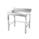 Table inox soubassement 500 x 500 mm adossée avec renfort / GOLDINOX
