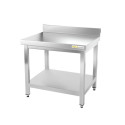 Table inox soubassement 500 x 500 mm adossée avec renfort / GOLDINOX