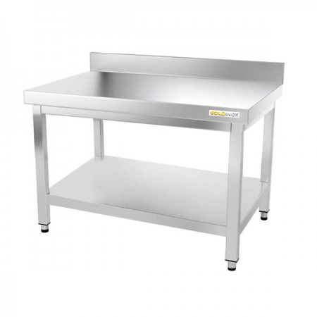 Table de travail en inox soubassement 1200 x 600 mm adossée PREMIUM / GOLDINOX