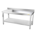 Table inox soubassement 1600 x 500 mm adossée avec renfort / GOLDINOX