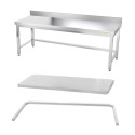 Table inox soubassement 1800 x 500 mm adossée avec renfort / GOLDINOX