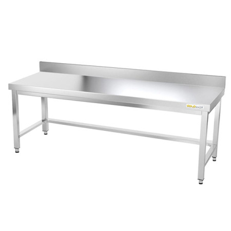 Table inox soubassement 1800 x 500 mm adossée avec renfort / GOLDINOX