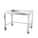 Table inox soubassement 1200 x 500 mm avec renfort sur roulettes / GOLDINOX