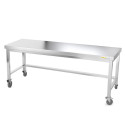 Table inox soubassement 2000 x 500 mm avec renfort sur roulettes / GOLDINOX