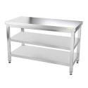 Table inox 1600 x 500 mm avec 2 étagères / GOLDINOX