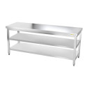 Table inox 1800 x 500 mm avec 2 étagères / GOLDINOX