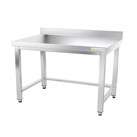 Table inox soubassement 1200 x 600 mm adossée avec renfort / GOLDINOX