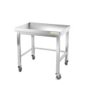 Table inox soubassement 600 x 600 mm avec renfort sur roulettes / GOLDINOX