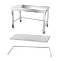 Table inox soubassement 1400 x 600 mm avec renfort sur roulettes / GOLDINOX
