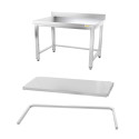 Table inox soubassement 1000 x 700 mm adossée avec renfort / GOLDINOX