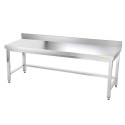 Table inox soubassement 2000 x 700 mm adossée avec renfort / GOLDINOX