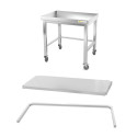 Table inox soubassement 700 x 700 mm avec renfort sur roulettes / GOLDINOX