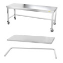 Table inox soubassement 2000 x 700 mm avec renfort sur roulettes / GOLDINOX