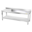 Table inox soubassement 1800 x 700 mm adossée / GOLDINOX