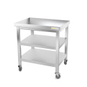 Table inox 700 x 600 mm avec 2 étagères sur roulettes / GOLDINOX