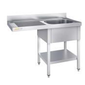 Plonge lave-vaisselle inox 1 bac - 1200 x 600 mm égouttoir gauche PREMIUM / GOLDINOX