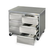 Meuble inox 6 tiroirs 1000 x 600 mm sur roulettes / GOLDINOX